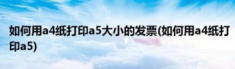 如何用a4纸打印a5大小的发票(如何用a4纸打印a5)