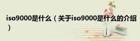 iso9000是什么（关于iso9000是什么的介绍）