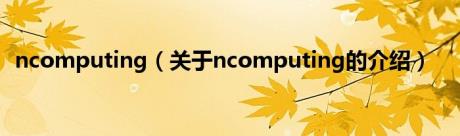 ncomputing（关于ncomputing的介绍）