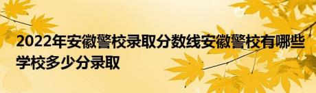 2022年安徽警校录取分数线安徽警校有哪些学校多少分录取