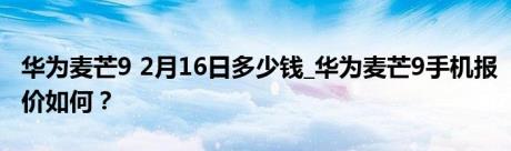 华为麦芒9 2月16日多少钱_华为麦芒9手机报价如何？