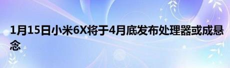 1月15日小米6X将于4月底发布处理器或成悬念