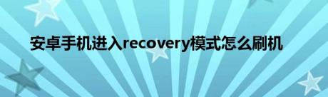 安卓手机进入recovery模式怎么刷机