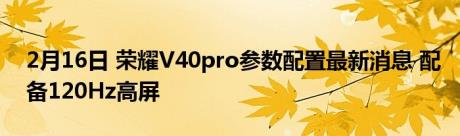 2月16日 荣耀V40pro参数配置最新消息 配备120Hz高屏