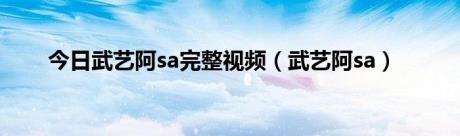 今日武艺阿sa完整视频（武艺阿sa）