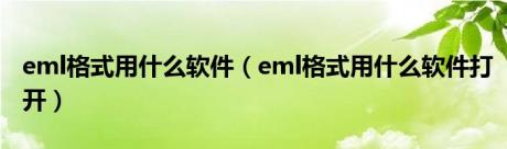 eml格式用什么软件（eml格式用什么软件打开）