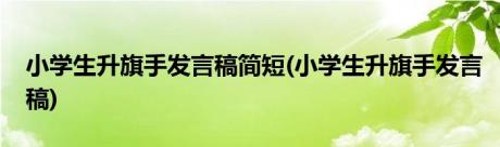 小学生升旗手发言稿简短(小学生升旗手发言稿)