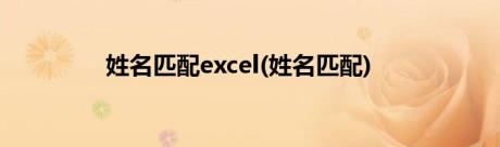 姓名匹配excel(姓名匹配)