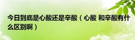 今日到底是心酸还是辛酸（心酸 和辛酸有什么区别啊）