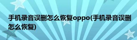 手机录音误删怎么恢复oppo(手机录音误删怎么恢复)