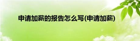 申请加薪的报告怎么写(申请加薪)