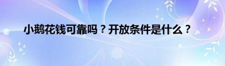 小鹅花钱可靠吗？开放条件是什么？