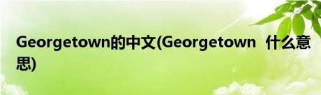 Georgetown的中文(Georgetown 什么意思)