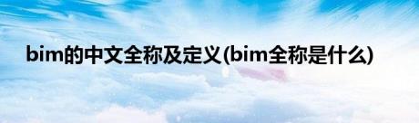 bim的中文全称及定义(bim全称是什么)