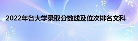 2022年各大学录取分数线及位次排名文科